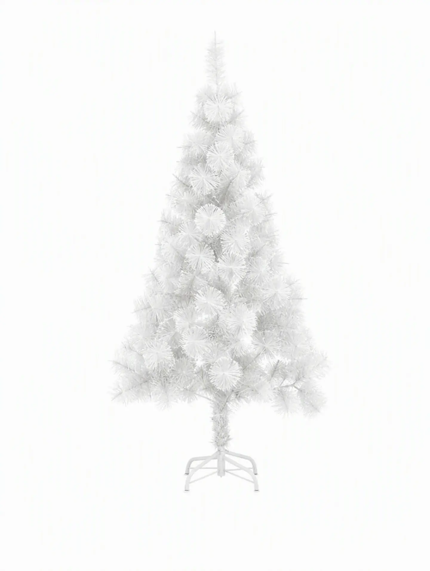 Árbol de Navidad blanco 150 cm con ramas de PVC y base metálica 4