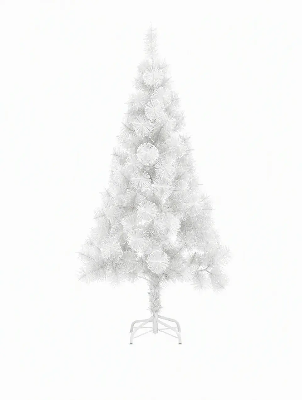 Árbol de Navidad blanco 150 cm con ramas de PVC y base metálica 4