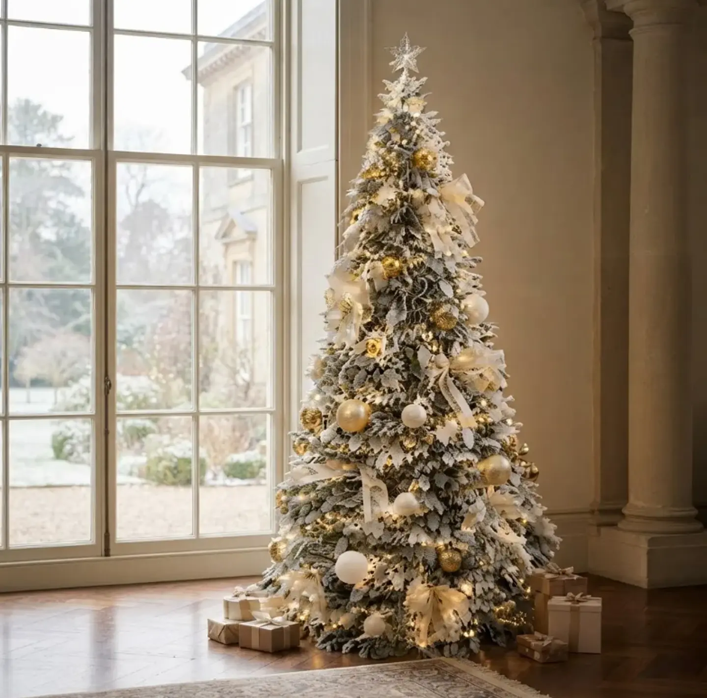 Árbol de Navidad Plegable Puntas Blancas y Luces 210cm 2