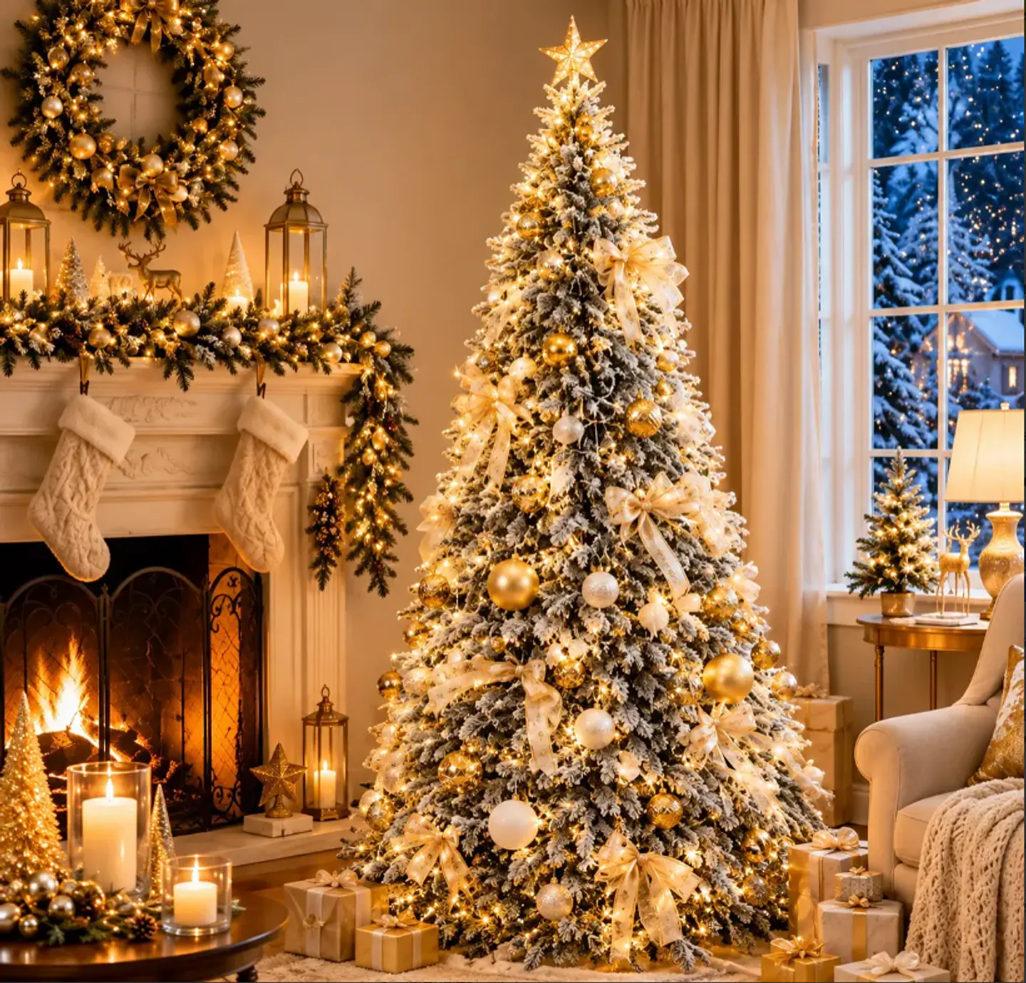 Árbol de Navidad Plegable Puntas Blancas y Luces 210cm 3