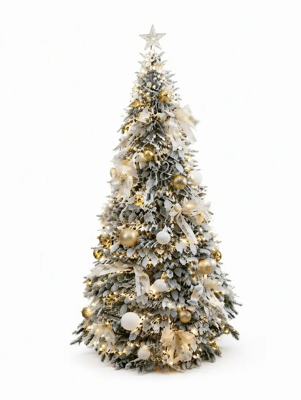 Árbol De Navidad Plegable Puntas Blancas Y Luces 150 cm  1