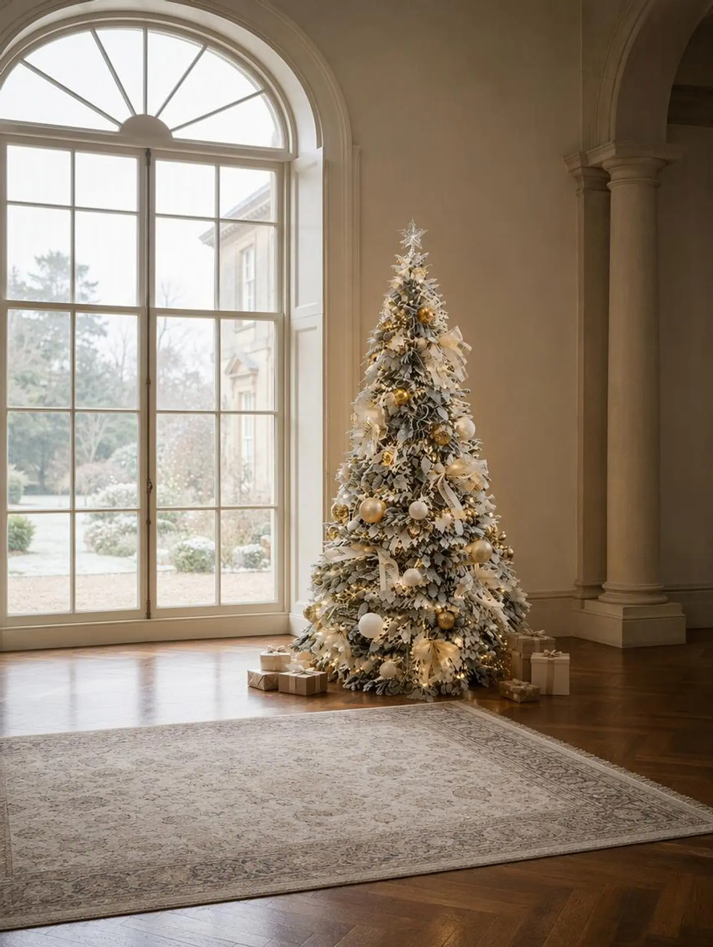 Árbol De Navidad Plegable Puntas Blancas Y Luces 150 cm  2