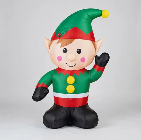 Elfo Inflable Navideño Verde y Rojo de 120cm