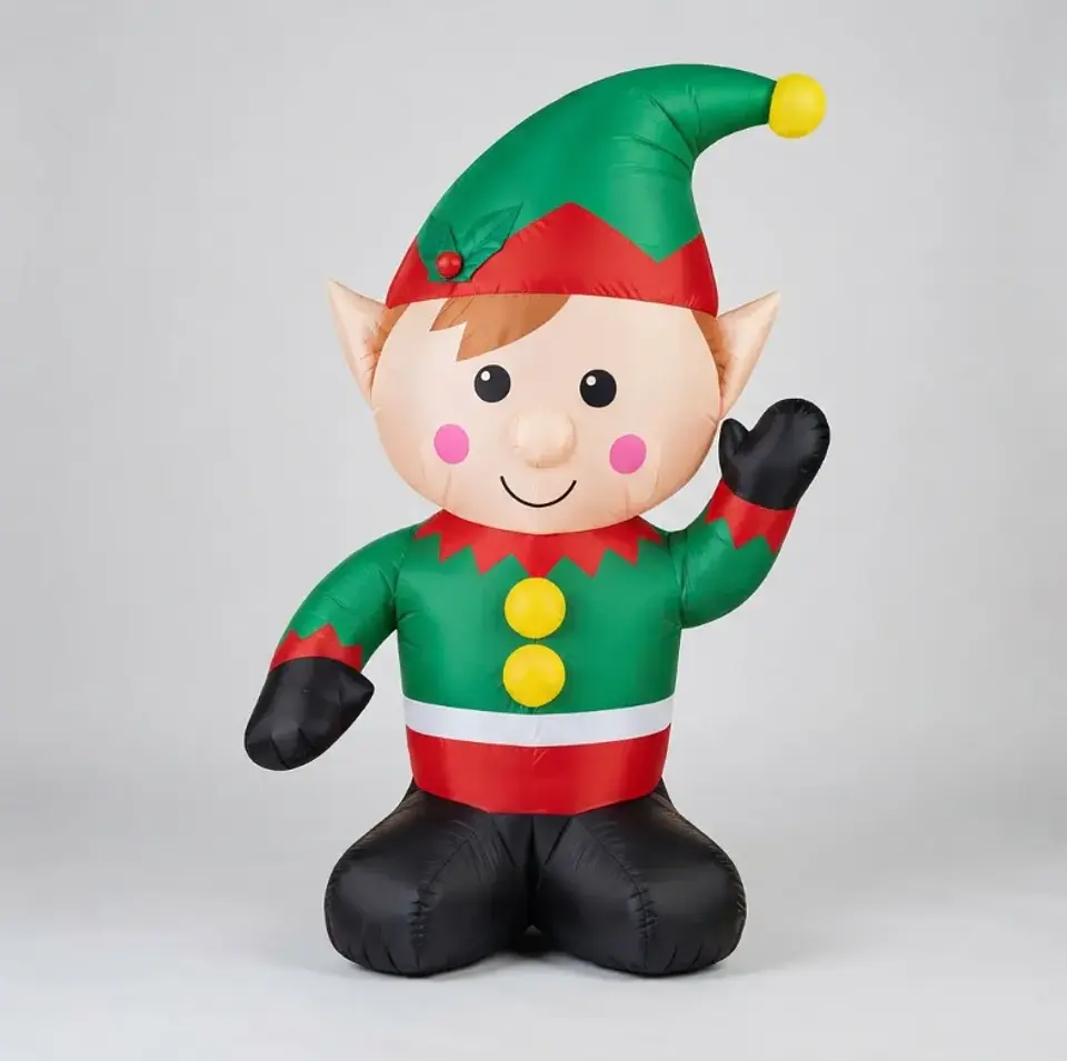 Elfo Inflable Navideño Verde y Rojo de 120cm 2