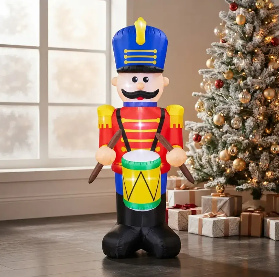 Soldado tocando tambor inflable eléctrico con luces 180cm 5