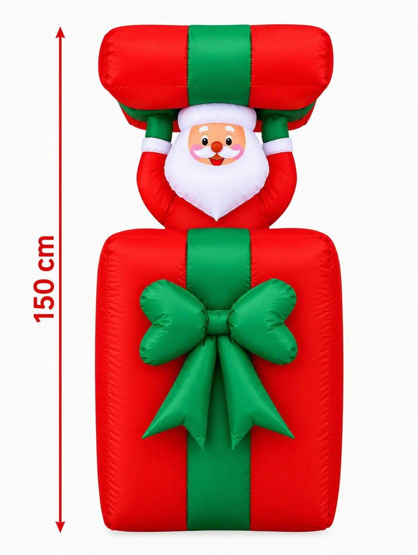 Papá Noel con regalo y movimiento vertical, inflable eléctrico con luces 150cm 3