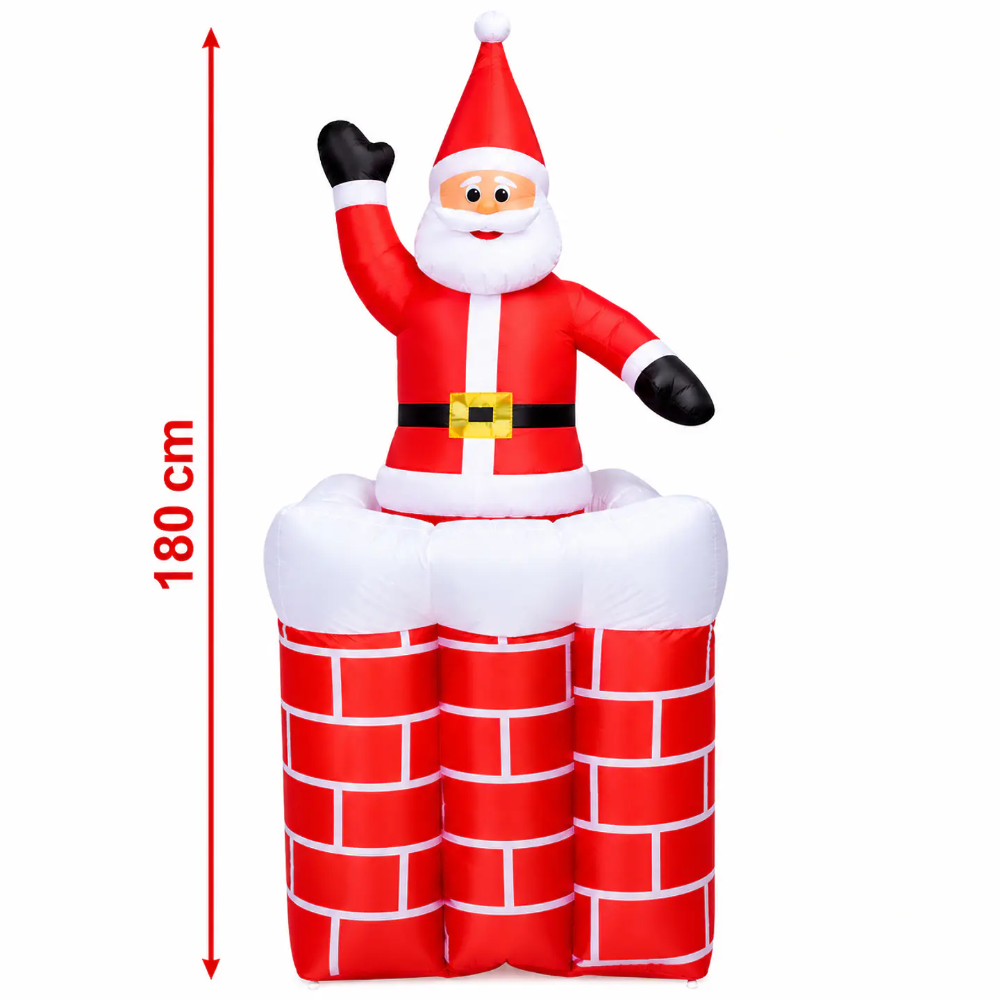 Papá Noel en Chimenea con Movimiento Vertical, Inflable Eléctrico con Luces 180cm 2