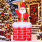 Papá Noel en Chimenea con Movimiento Vertical, Inflable Eléctrico con Luces 180cm - Miniatura 1