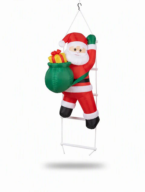 Papá Noel Subiendo Escalera Inflable Eléctrico con Luces 90cm
