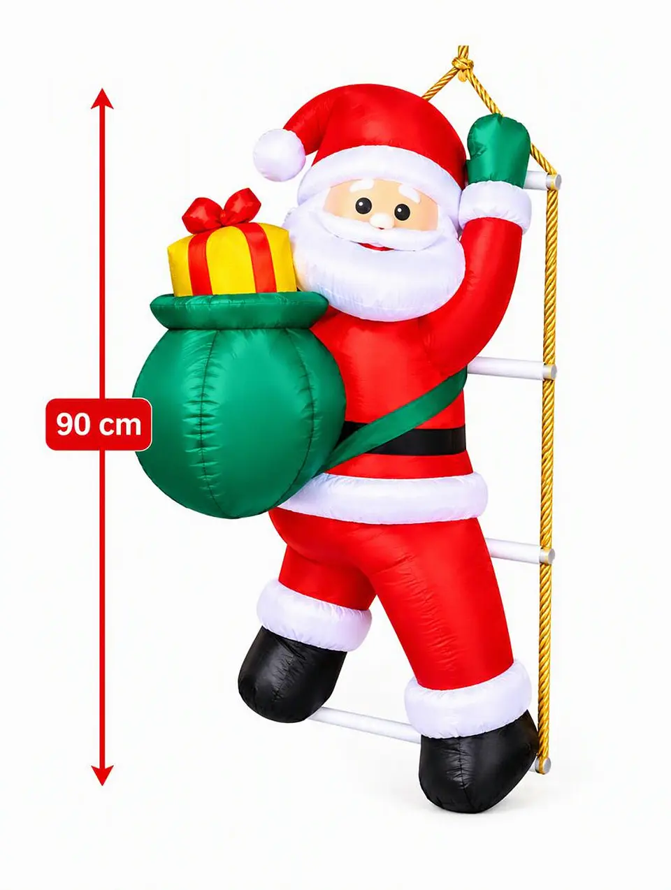 Papá Noel Subiendo Escalera Inflable Eléctrico con Luces 90cm 3