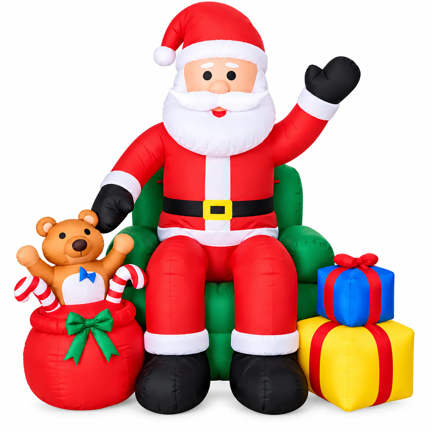 Papá Noel sentado en sillón inflable eléctrico con luces 240cm 4