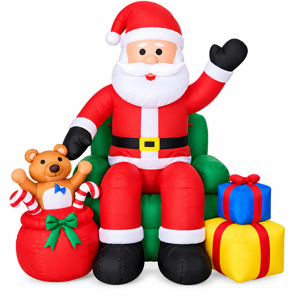 Papá Noel sentado en sillón inflable eléctrico con luces 240cm 4