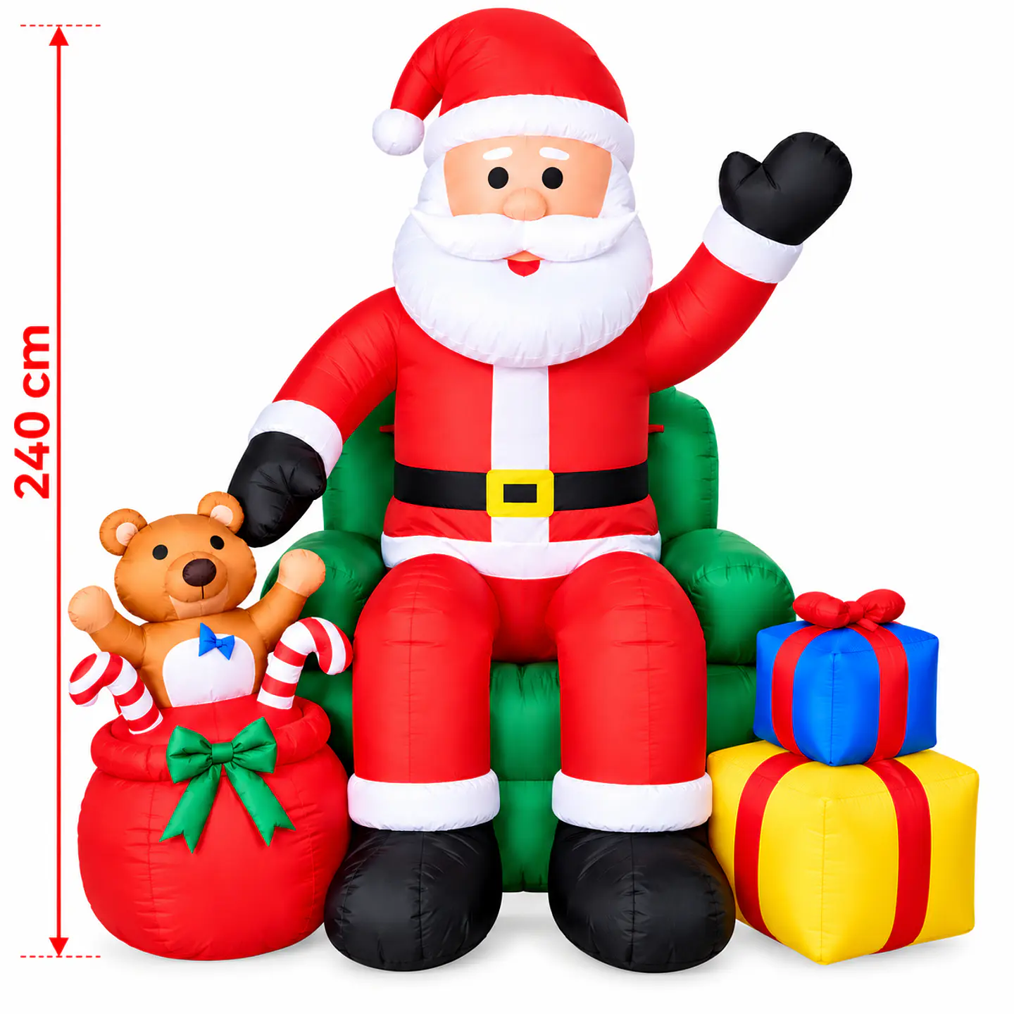 Papá Noel sentado en sillón inflable eléctrico con luces 240cm 3