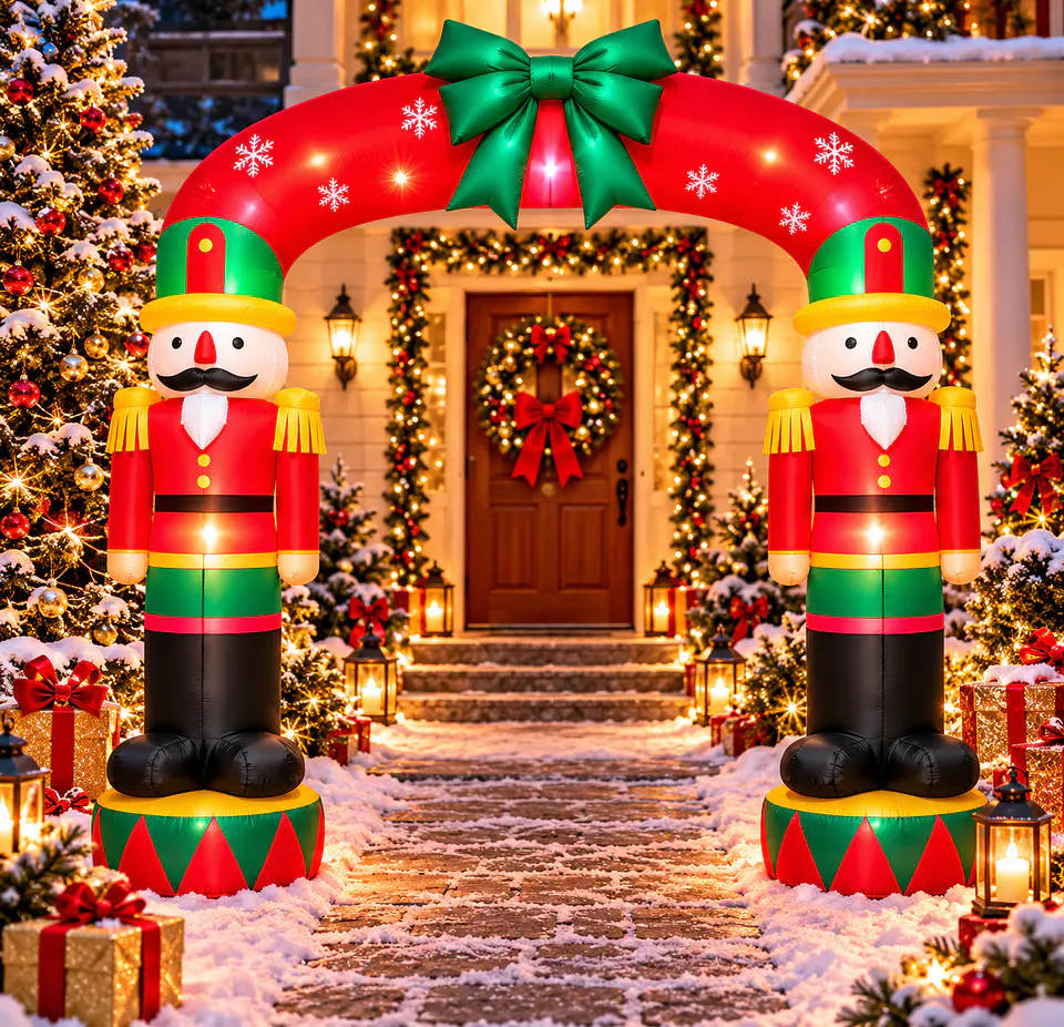 Arco Inflable De Soldado Navideño Eléctrico Con Luces 270cm 3