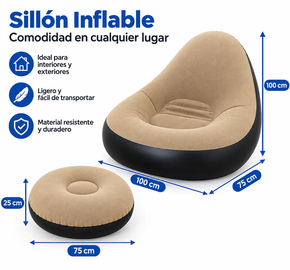 Sillón Inflable Modular Sencillo 100*100*73CM 4