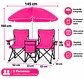 Set de 2 Sillas Plegables de Camping con Sombrilla y Mesa Cooler Rosada - Miniatura 4