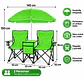 Set de 2 Sillas Plegables Verdes con Sombrilla y Cooler - Miniatura 4