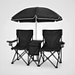 Set de 2 sillas plegables de camping negras con sombrilla y mesa - Miniatura 6
