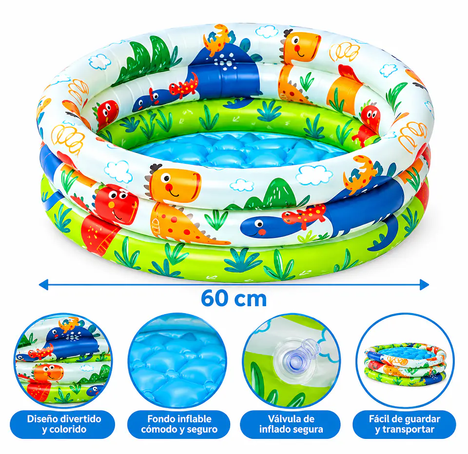 Piscina Inflable Infantil De 60 Cm Con Diseño De Dinosaurios 2