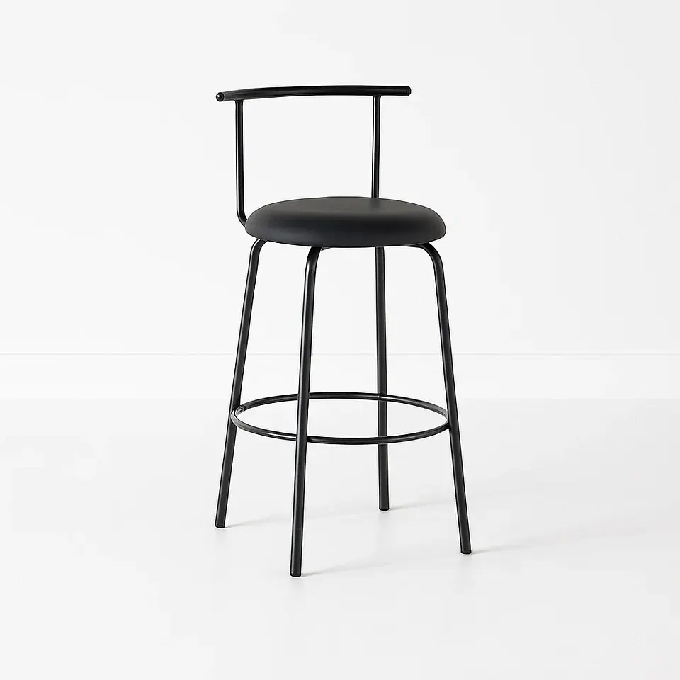 Taburete Alto Oslo Metal y Cuero Sintético - Negro 1