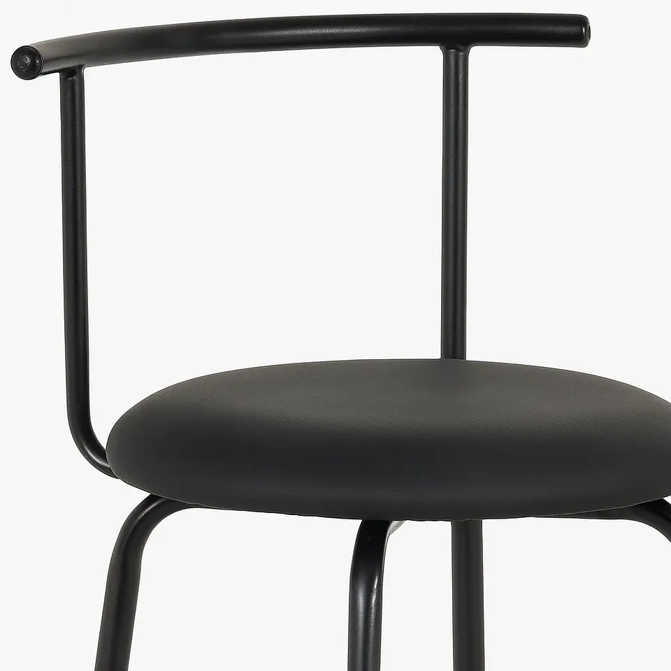 Taburete Alto Oslo Metal y Cuero Sintético - Negro 2