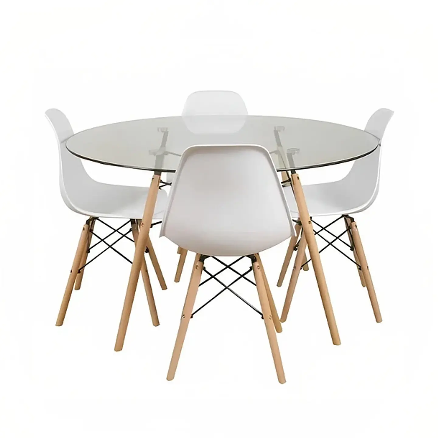 Comedor Mesa Eames Vidrio 100cm + 4 Sillas Eames  1