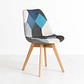 Silla Eames Patchwork Acolchada Tela Wood - Celeste - Miniatura 1