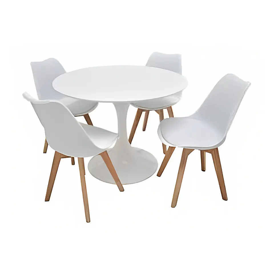 Comedor Mesa Tulip Blanca + 4 Sillas Tulip Blancas 1