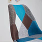 Silla Eames Patchwork Acolchada Tela Wood - Celeste - Miniatura 3