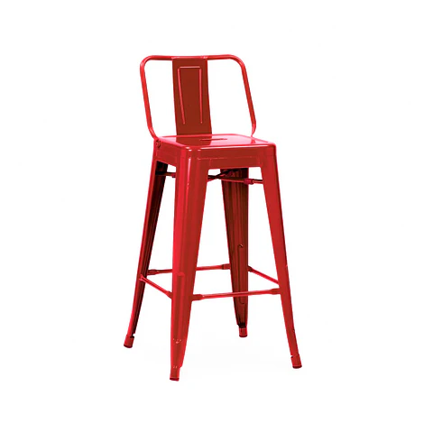 Taburete Tolix Acero con Respaldo - Rojo