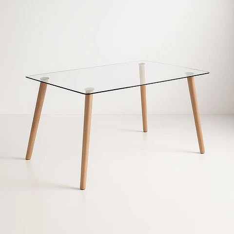 Mesa de Comedor Vidrio Rectangular Nórdica 140x90 cm