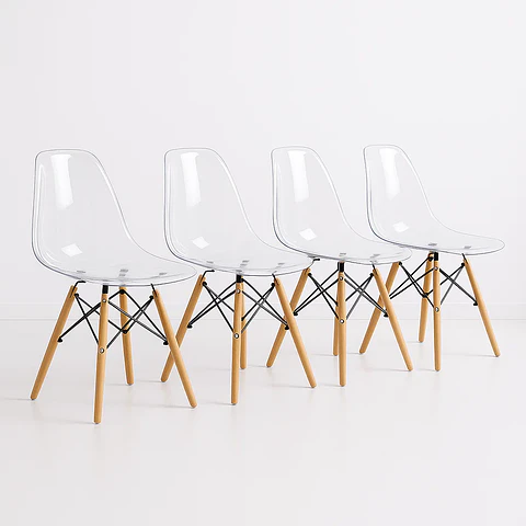 Pack de 4 Sillas Eames Transparentes
