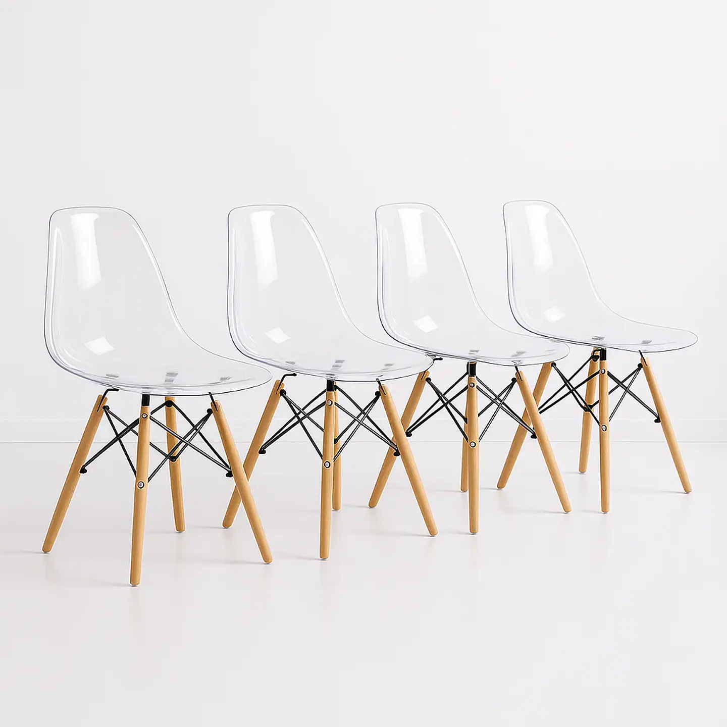 Pack de 4 Sillas Eames Transparentes 1