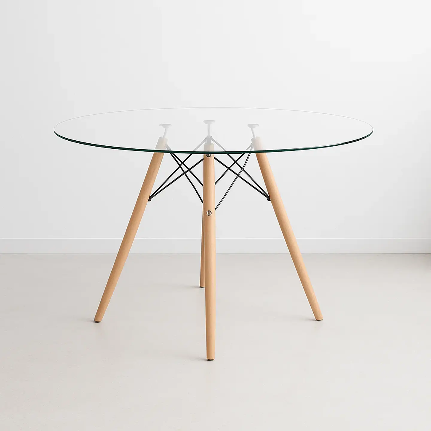 Mesa de Comedor Eames 100cm redonda vidrio 1