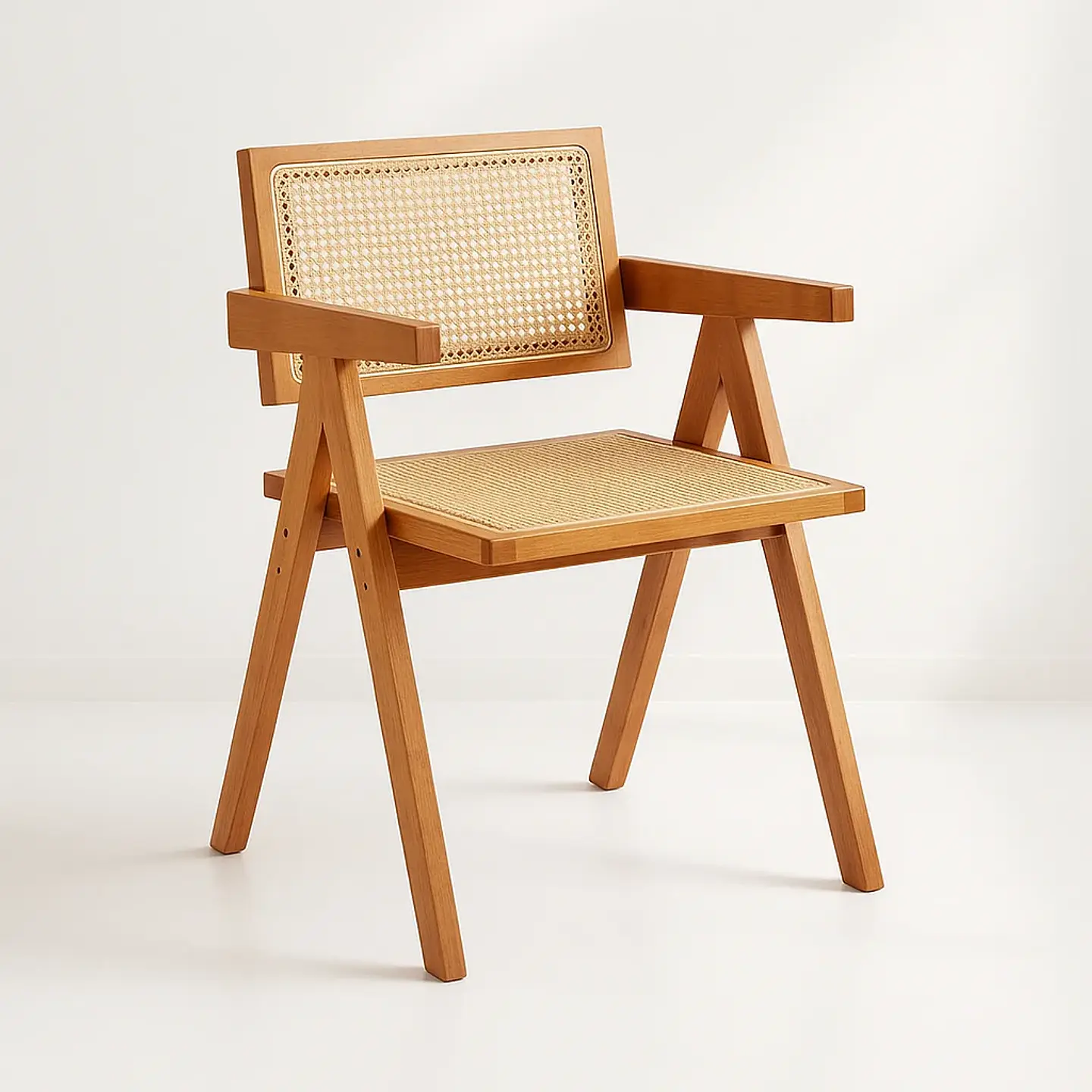Silla Sitial Butaca Chandigarh Madera Rattan  1