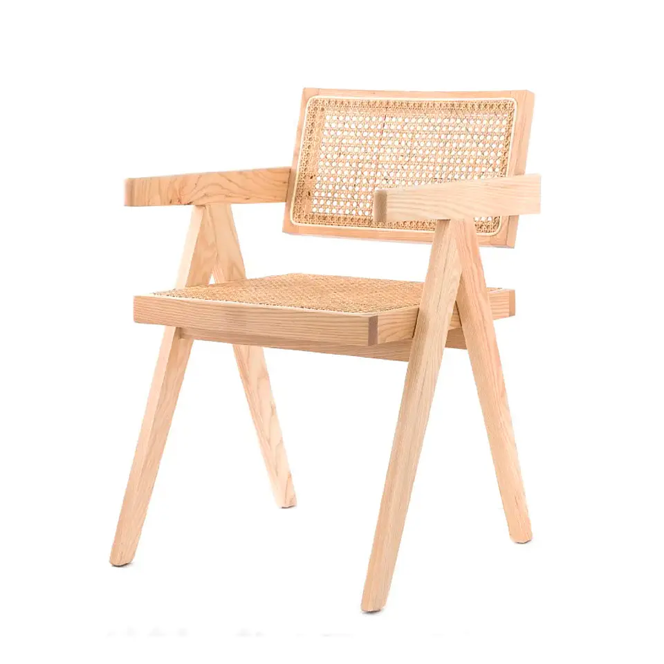 Silla Sitial Butaca Chandigarh Madera Rattan  8