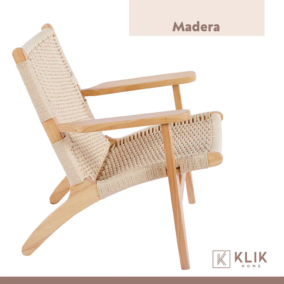 Butaca Sitial Danesa Wegner - Madera Hilo de Cuerda 4