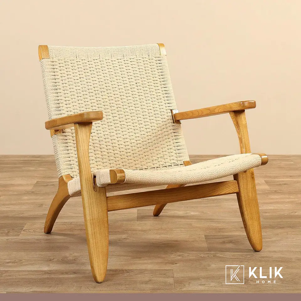 Butaca Sitial Danesa Wegner - Madera Hilo de Cuerda 5