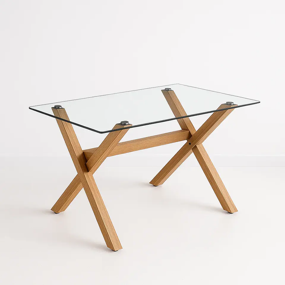 Mesa de Comedor Rectangular Vidrio Cross 140x90cm 1