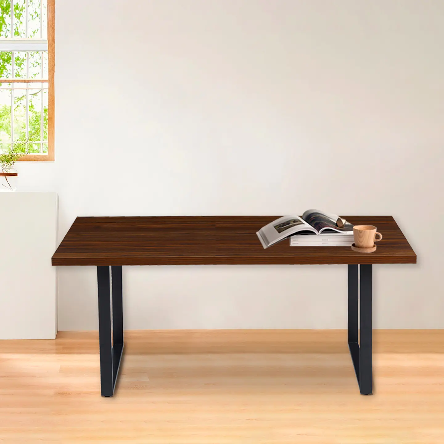 Mesa de Comedor Estilo Industrial 160x90 - Madera Oscura Walnut 3