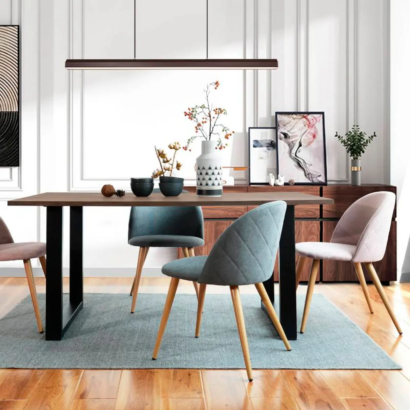 Mesa de Comedor Estilo Industrial 160x90 - Madera Oscura Walnut 6