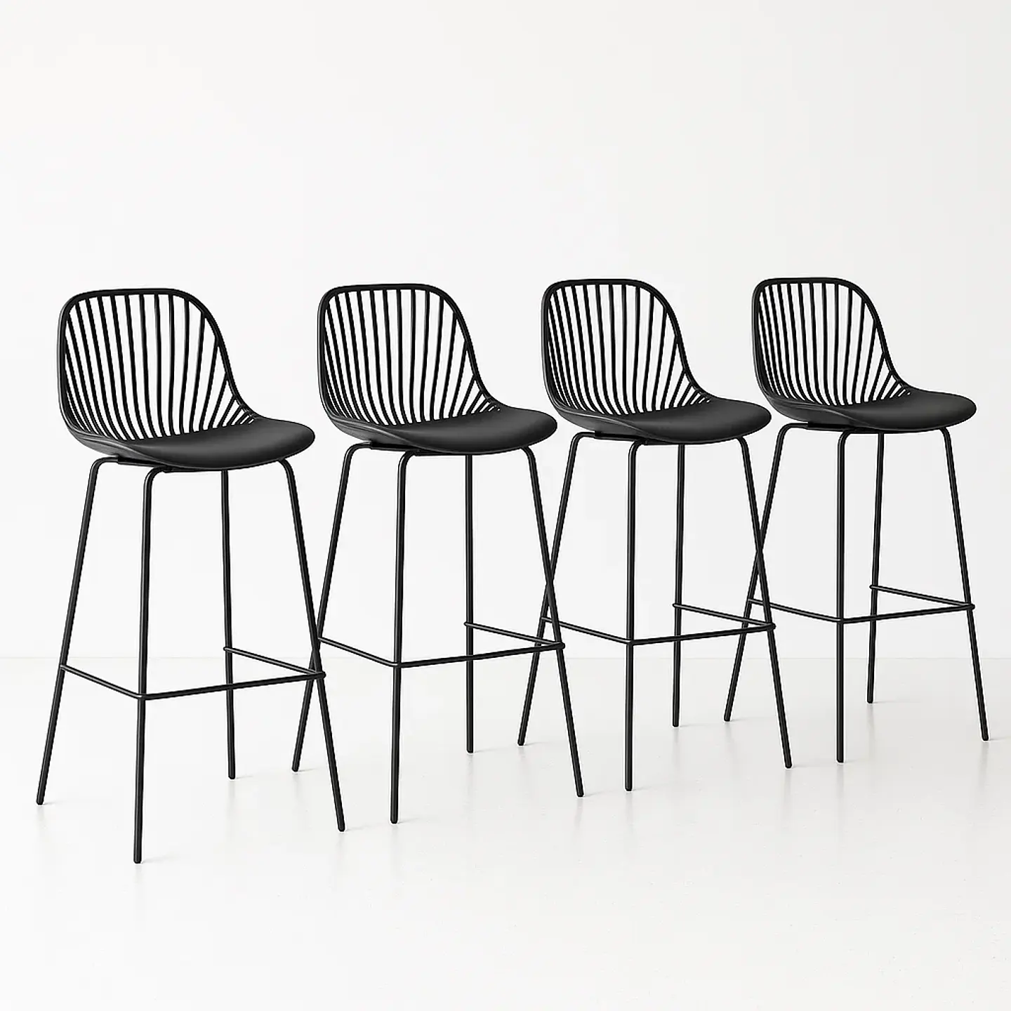 Pack de 4 Taburetes Piso Bar Tropea Alto - Negro 1