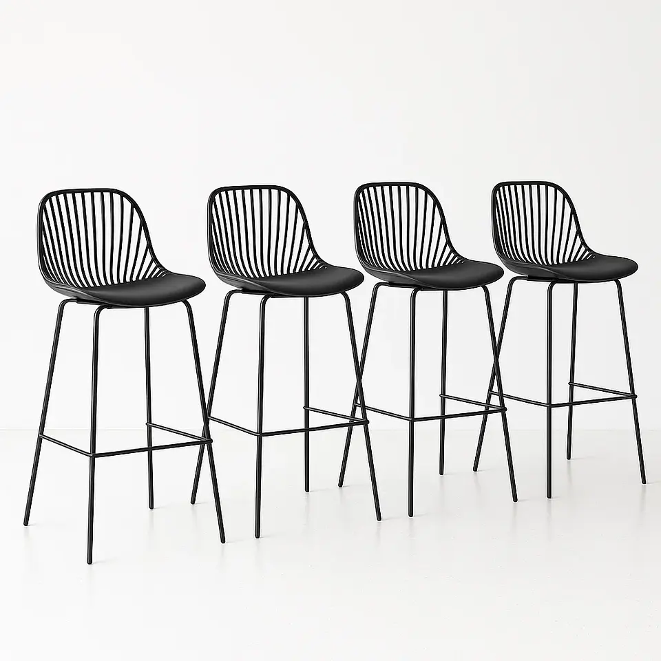 Pack de 4 Taburetes Piso Bar Tropea Alto - Negro 1
