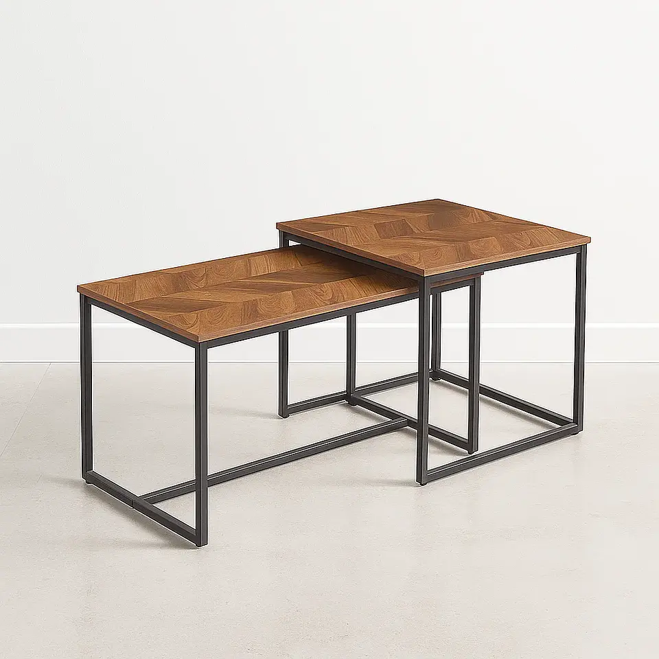 Mesa de centro doble rectangular - Madera clara 1