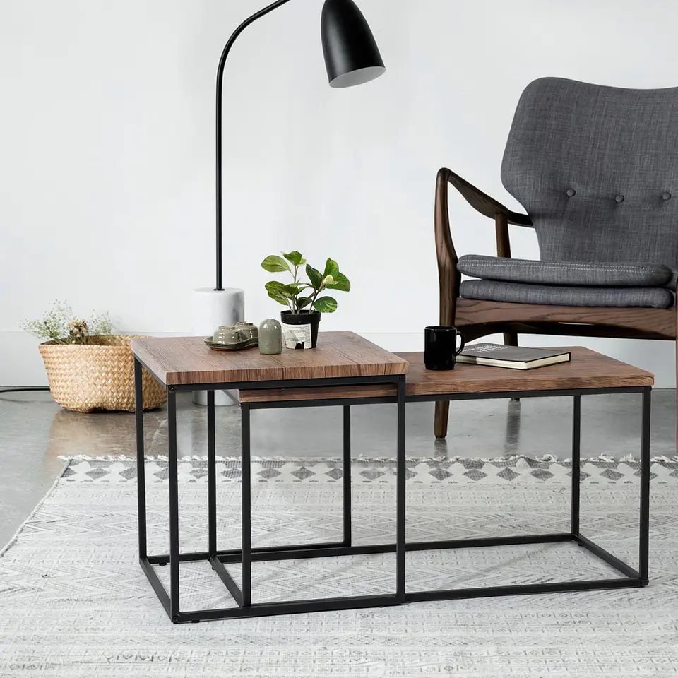 Mesa de centro doble rectangular - Madera clara 2
