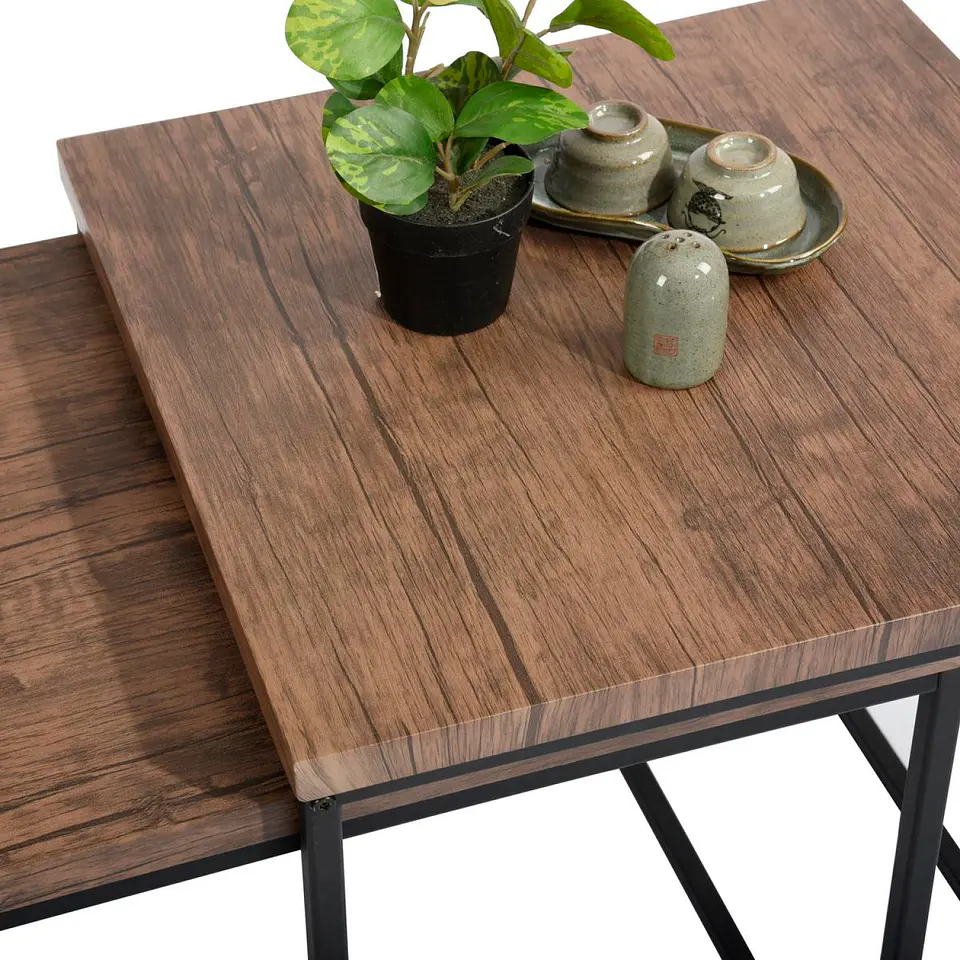 Mesa de centro doble rectangular - Madera clara 3