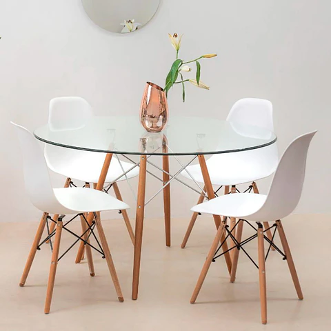 Mesa Eames Redonda 100 cm Vidrio