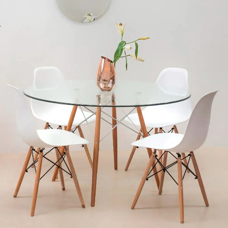 Mesa Eames Redonda 100 cm Vidrio 2