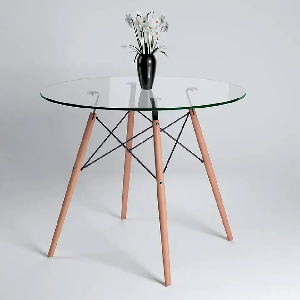 Mesa Eames Redonda 100 cm Vidrio 4