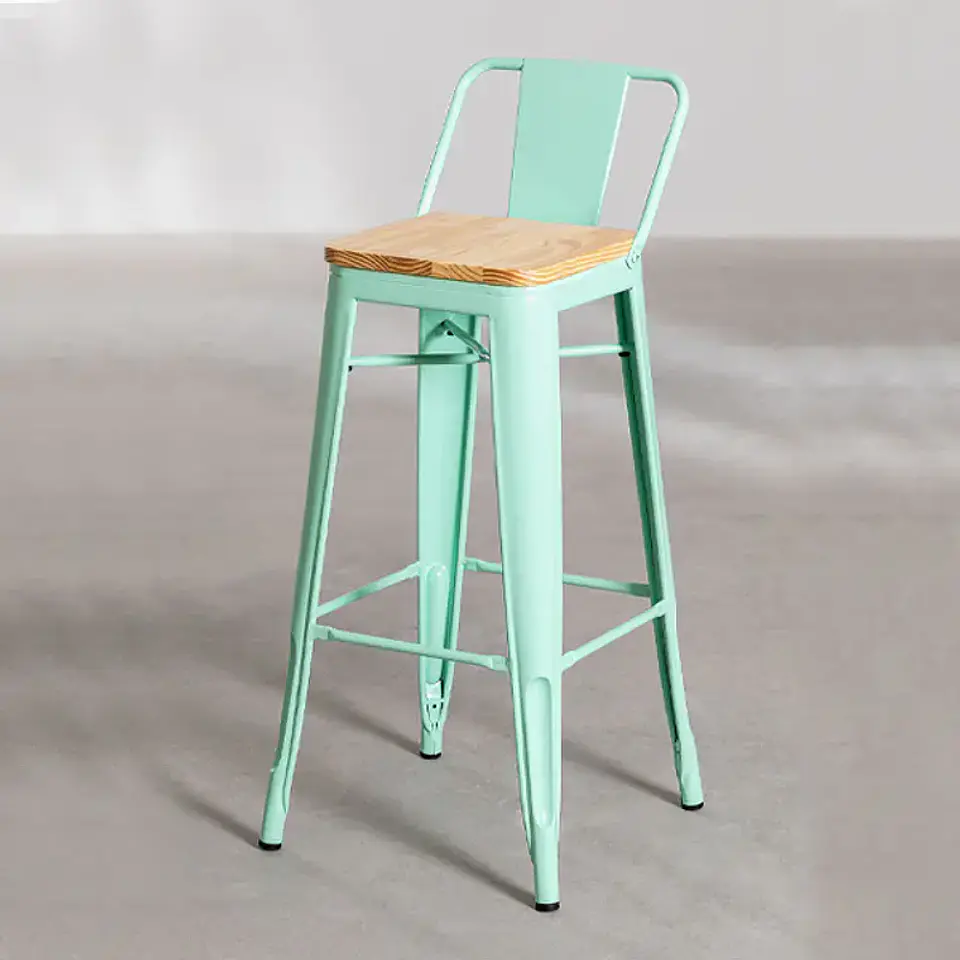 Taburete Tolix altura 63/64 Asiento de madera  2